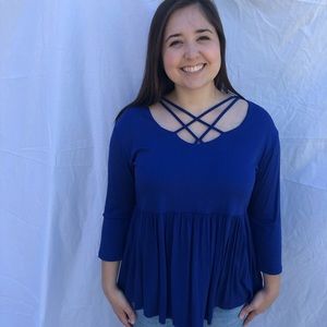 Fun Neck Royal Blue Top
